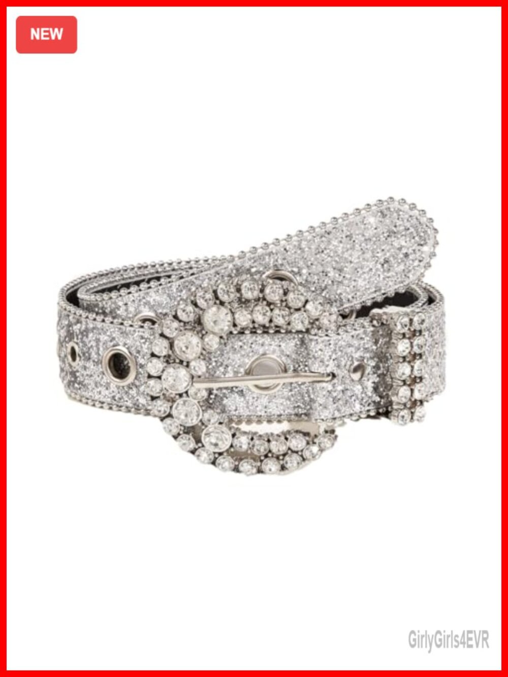 Rhinestones Studded Western Belt Faux Leather Cowgirl Buckle Waist Belt